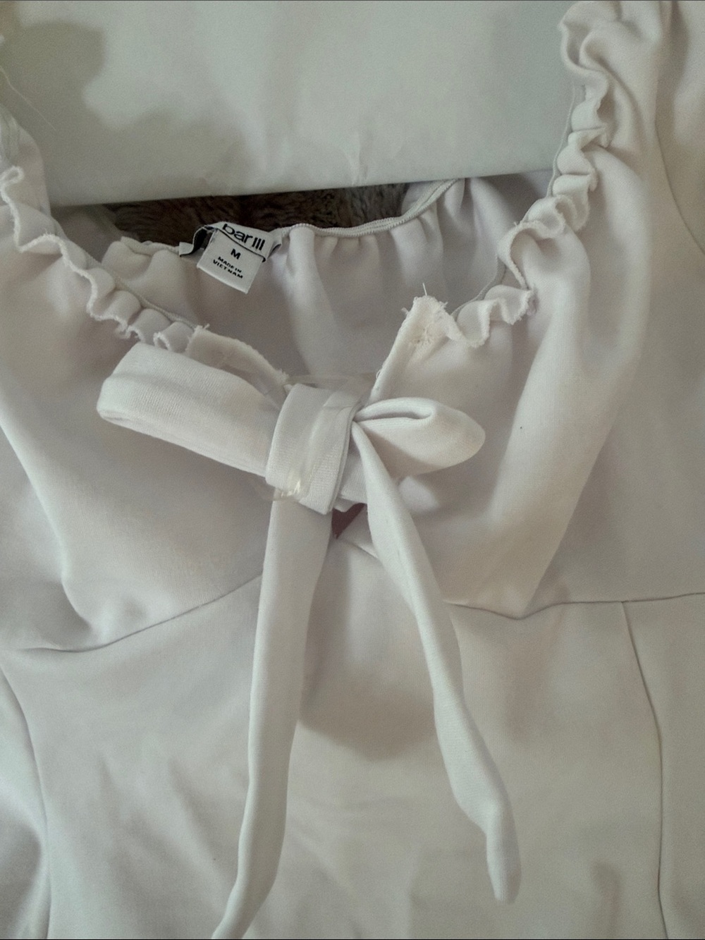 White Ruffle-Neck Dress - Picture 4 of 4